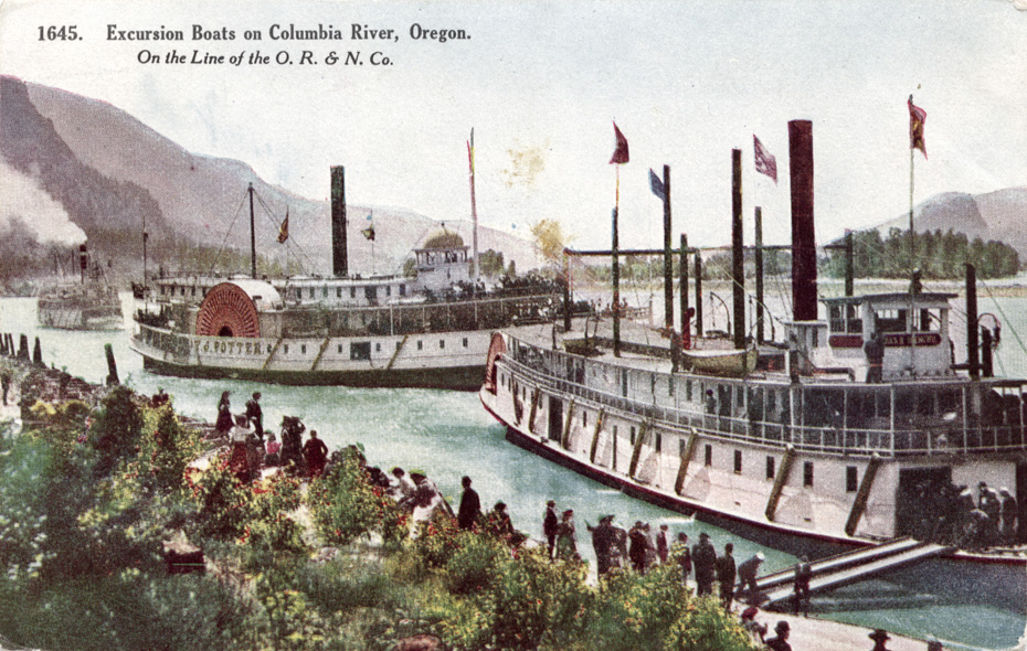 Steamers at Cascade Locks, circa 1908