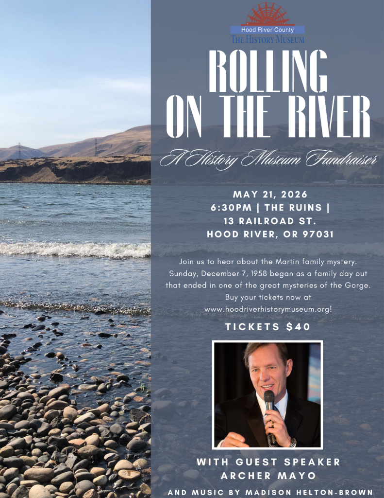 Rolling on the River Event Poster - Fundraiser for the Hood River History Museum