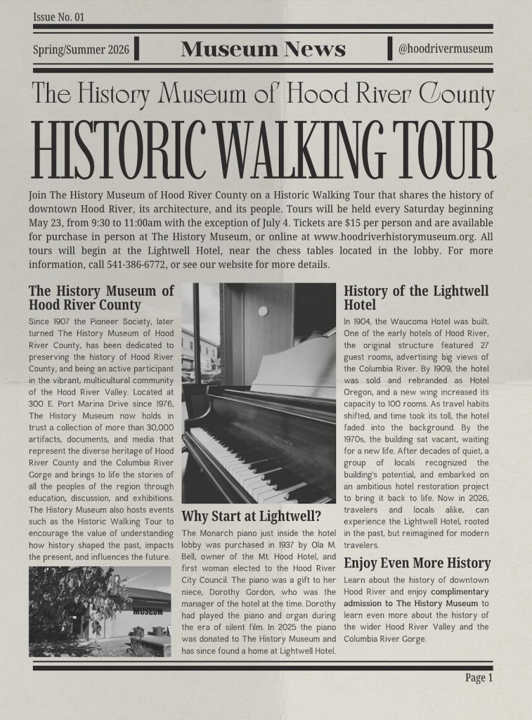 Hood River Historic Walking Tours with the Hood River History Museum 