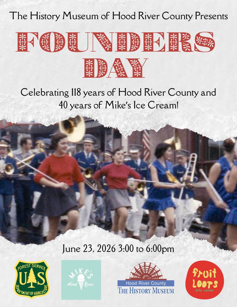 Come Celebrate Hood River County Founders Day Tuesday, June 23 Free Admission All Day Mike's Ice Cream Served 3pm - 6pm Join us as we honor Mike Kitts and 40 years of Mike's Ice Cream Activities by Fruit Loop Arts and US Forest Service